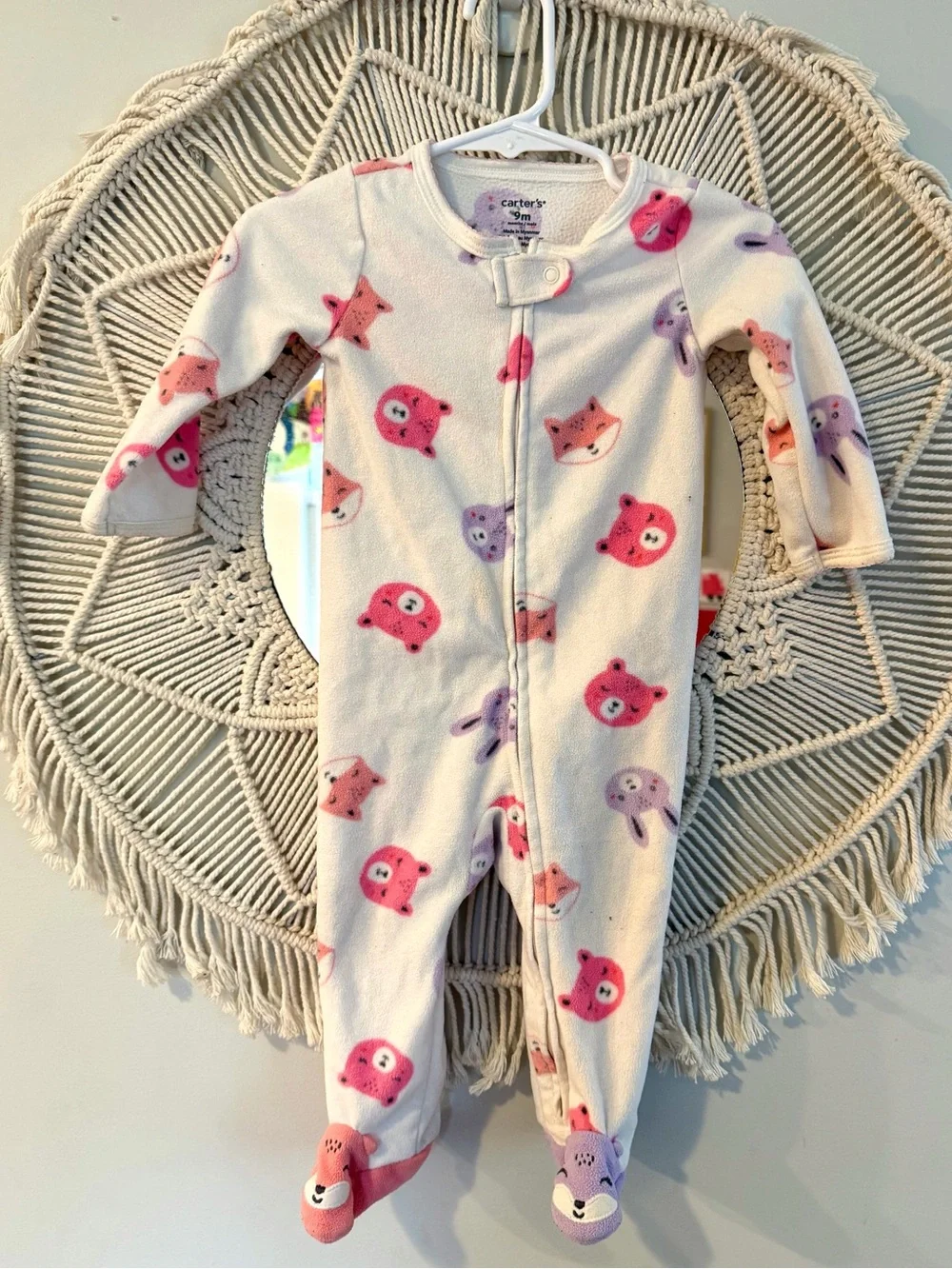 Carter's Woodland Creatures Zip-Up Fleece Sleep & Play One Piece Baby Girl 9M